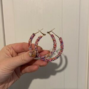 Colorful sparkle hoops